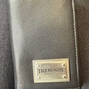 True Religion Black Leather Wallet Trifold